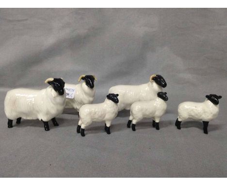 THREE BESWICK SHEEPtogether with three Beswick lambs