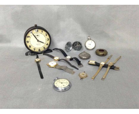VINTAGE WATCHESalong with an art deco clock