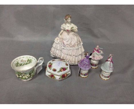 LOT OF CERAMIC FIGUREScomprising Royal Worcester, Doulton, Lladro, Coalport; along with ceramic plates