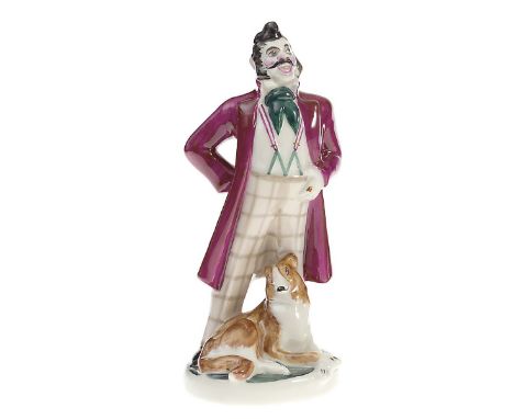  A Porcelain Figurine of Nozdrev with One of His Dogs from Gogol's "Dead Souls"  AFTER A MODEL BY BORIS VOROBYEV AND A PAINTE