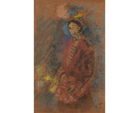  FALK, ROBERT (1886-1958) Portrait of the Artist's Wife Raisa Idelson, Signed. Pastel and charcoal on paper, 63 by 41 cm. The