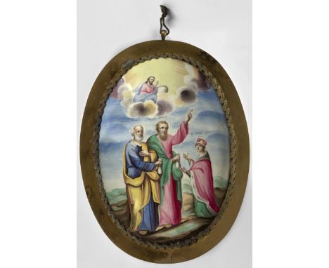  An Enamel Icon of the Appearance of Apostles Peter and Paul to the Tzarevich Peter Ordynskiy  ROSTOV, LATE 19TH CENTURY 19 b
