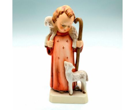 Matte porcelain, hand painted. Young child with lambs. M. I. Hummel' inscribed on back of base. Goebel backstamp on bottom. D