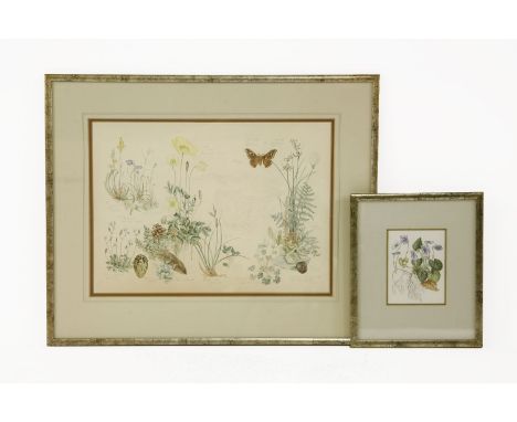Mary Grierson WELSH TAPESTRY pencil and watercolour, 84 x 47cm another, smaller 15 x 11cm(Tryon Gallery and Spink Labels)