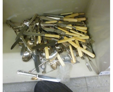Silver plated cutlery and flatware: to include a fiddle pattern basting spoon; and King's pattern ladle           OS4