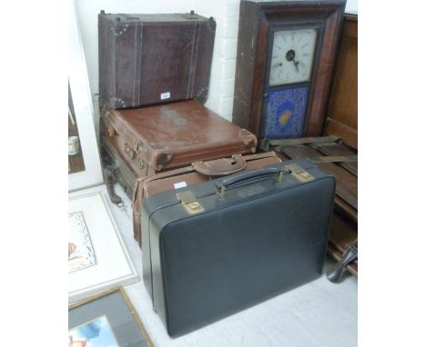 Vintage cases: to include a faux brown hide example with buckle straps  8''h  18''w          BSR