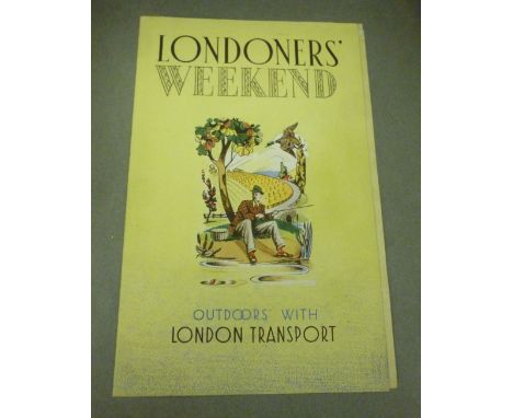 Three promotional illustrations: to include a London transport leaflet 'Londoners Weekend'       RAF