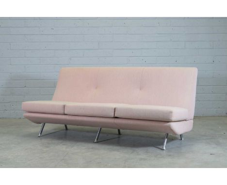 An Italian 'Triennale' sofa, designed in 1951 by Marco Zanuso for Arflex, reupholstered throughout in Kvadrat fabric, with th