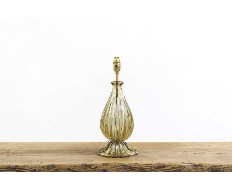 A Barovier & Toso glass lamp base, Murano, of ribbed form, with a raised dome-shaped foot, 35cm highCondition ReportNo shade,