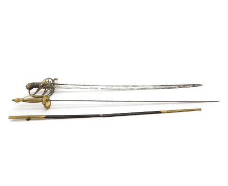 A British George IV 1822 pattern Officers sword,  with a wire and shagreen handle,  the blade 83cm 97.5cm overall together wi