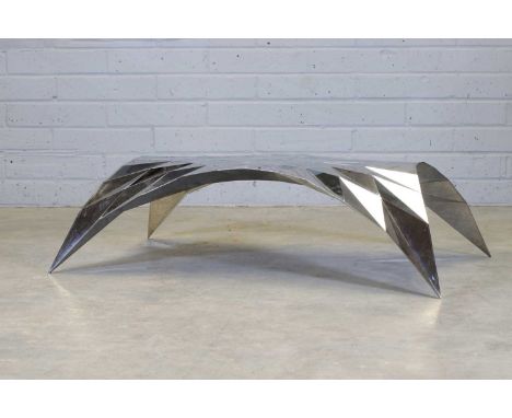 Zhang Zhoujie (Chinese, b.1985),  a unique 'SQN5-T' coffee table, 2012, stainless steel,  130cm wide  75cm deep 36cm high  Zh