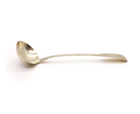 A William IV silver Fiddle pattern soup ladle, by John Harris, London 1836, with a faint crest,33cm long7oztCondition ReportW