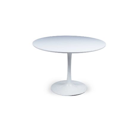 Maurice Burke (1921-2013) for Arkana Table white laminate and enamelled metal 74cm high, 104cm diameter.Some light surface we