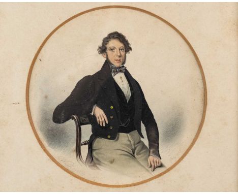 S Wetherall, portrait of a gentleman, signed and dated 1849 to the lower left, watercolour, framed and glazed, 14cm diameterF