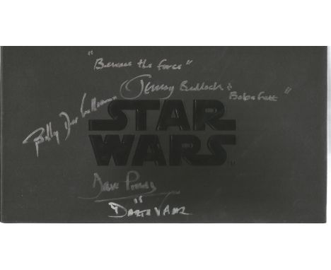 Jeremy Bulloch, Dave Prowse and Billy Dee Williams signed gift box of Star Wars playing cards. Good Condition. All signed pie