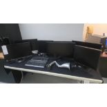 LOT: (11 pcs) Assorted Monitors, Supports, Keyboards, ++