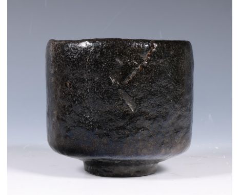 Japan, black ceramic Kuro-Raku teabowl (chawan), not signed h. 9,5 cm x diam. 10 cm [1]