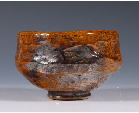 Japan, Ohi ceramic teabowl (chawan), signed, covered with an amber glaze h. 7 cm x diam. 11 cm [1]