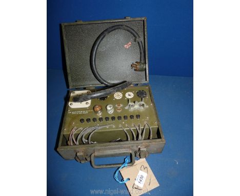 A metal cased "Signal Corps, US Army Tube Socket Adapter Kit MX - 949A/U" by "Munstone Mfg &amp; Service Inc", 10 3/4'' x 9 3