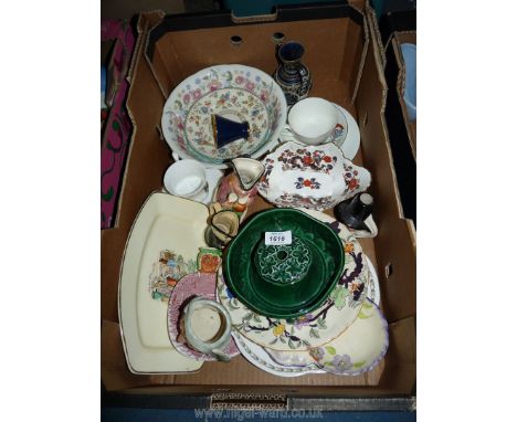 A quantity of china including Royal Doulton Toby jug 'The Lawyer', Humpty Dumpty nursery cup and saucer, Sylvac flower trough