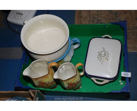 A quantity of china including two jugs, a blue and gilt tureen having acorn finial, a W.H. Grindley &amp; Co. 'The Marquis' c