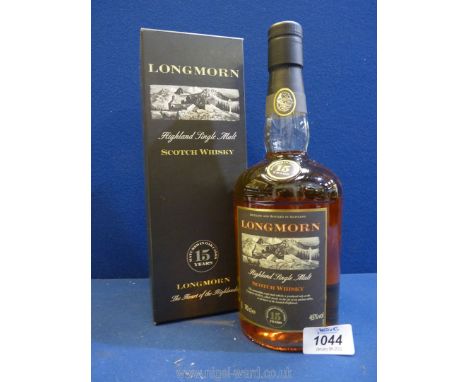 A boxed Longmorn Highland single malt scotch whisky, 15 years old.
