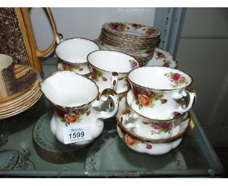 A Royal Albert 'Old Country Roses' part Teaset, cups, saucers, milk jug, shallow serving dishes etc.