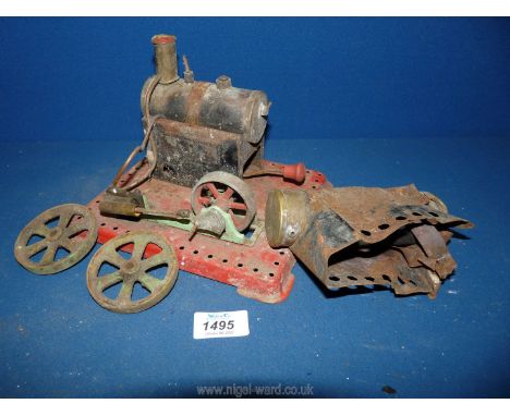 A Mamod living steam model Stationary steam Engine having a single oscillating cylinder, complete with burner, a spare brass 
