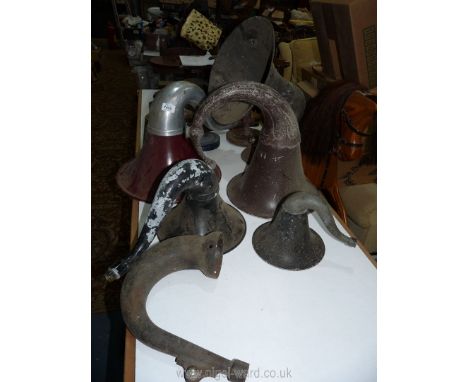 Five various speaker Horns, plus one part horn, 7 5/8'', 9 3/4'', 12 1/8'', 13 3/4'' and 14 1/8'' diameter approx.