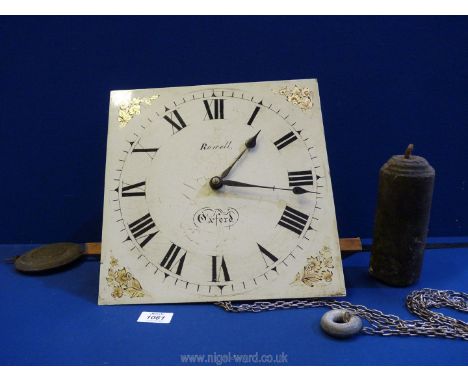 A 19th c. Longcase Clock face mechanism by Rowell, Oxford 