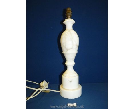 A white marble Lamp base, 16" high