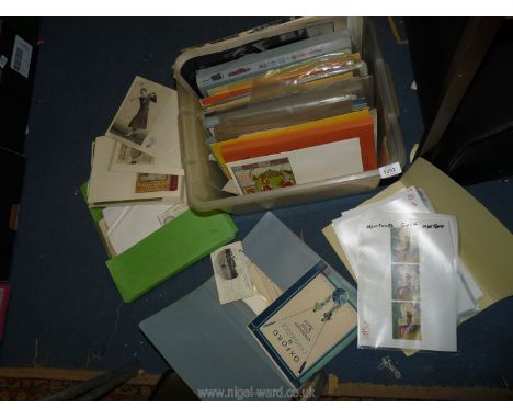 A box of folders with contents including sporting memorabilia: tennis, shooting, fishing, croquet, old photographs of America