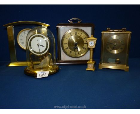 Three quartz clocks and quartz anniversary clock, some a/f plus a small street lamp clock.