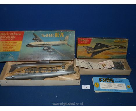 Two frog scale model 1/72 aircraft kits to be made including Fairey F.D.2 and B.O.A.C. DC-7C.