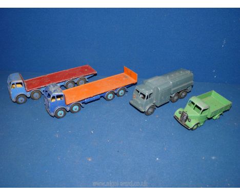 A quantity of play worn Dinky Supertoys including Airforce type Pressure Refueler (no. 642), two Foden 8 wheeler flat bed Lor