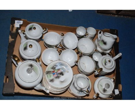 A large quantity of an Oriental Teaset comprising of teapots, coffee pots, cups/saucers, coffee cans, milk and sugar bowls et