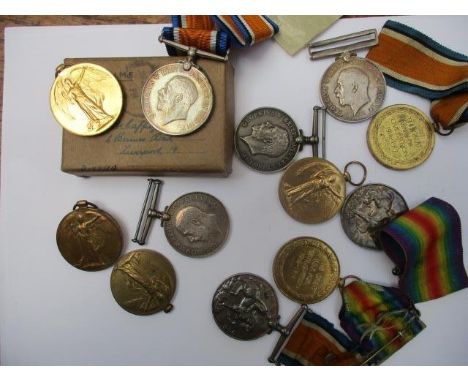 Six pairs of WWI medals comprising British War and Victory medals, inscribed 24537 PTE AR Nicholls Oxf & Bucks LI, M O Connor