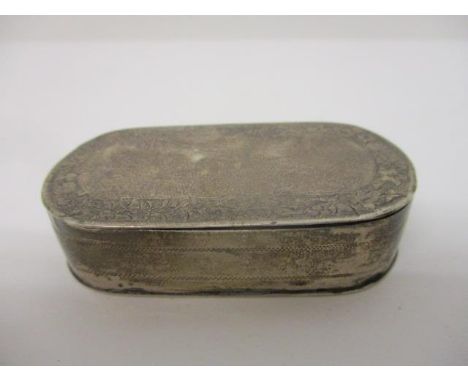 A George III silver snuff box by Thomas Willmore, Birmingham 1795 with rounded ends, leaf and guilloche engraved bands, the h