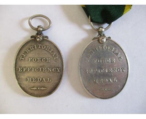 Two George V Territorial Force Efficiency medals, one inscribed 355048 PTE W F Pilkington 10/L 'Pool R and the other 265004 P