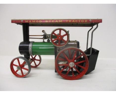 A Mamod steam tractor engine TE1A in green, red, black and white, 11" h 