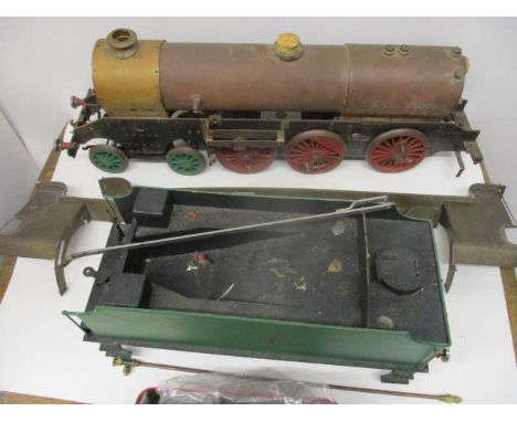 The component parts of a 5 1/4 gauge Green King Southern Railway 4-6-0 locomotive live steam engine, 28 3/4" l and tender 18 