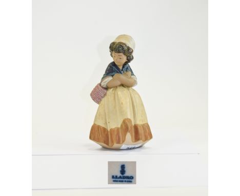 Lladro Gres Figurine ' Girl Waiting ' Model No 2093. Issued 1978 - 1995. 8.5 Inches High. Excellent Condition. 