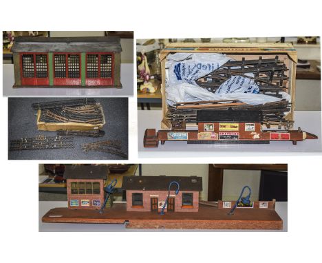 Large Collection of Wooden Scratch Built O Gauge Railway including, a large quantity of track, 2 x stations, engine shed etc