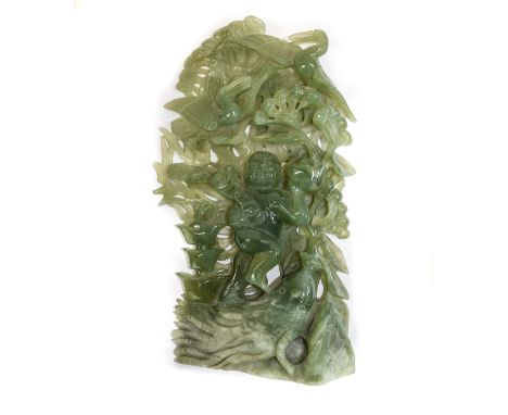 A Large 20th Century Jade Sculpture - Standing. 11.5 Inches High - Please See Photo. 