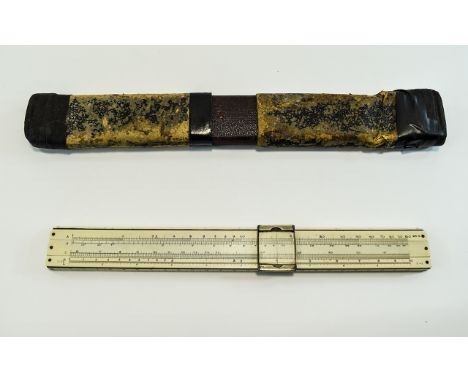 Ivory - Weight of Metals ( Base ) Slide Ruler with Original Case, From The 1920's, Interesting Item - Please See Photo. 