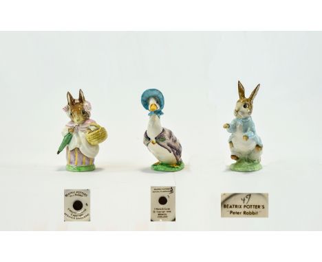 Beswick Beatrix Potters Figures ( 3 ) In Total. Comprises 1/ Jemima Puddleduck - First Version, Small Size. 2 BP Beswick No 1