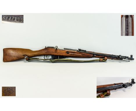 Russian - Mosin Nagant Military B/A Rifle, Complete with Folding Bayonet and Original Strap. Serial Number KT17133. Barrel Le