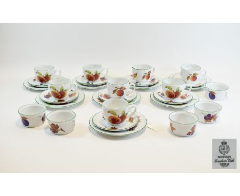 Royal Worcester 'Evesham Vale' China comprising 8 small plates, 8 saucers, 8 cups and 5 ramekins.