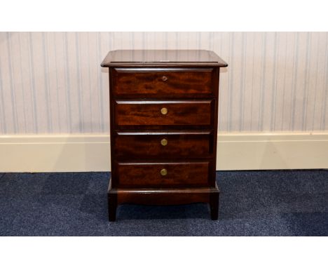 Small Chest of Drawers, bank of 4 drawers on bracket feet. Height 28 inches and 21 inches deep.
