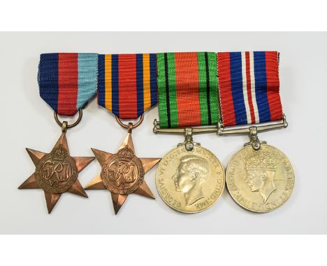World War II Set of Medals ( 4 ) Awarded to 896995 GNR R. Palmer RA. Includes 1/ 1939 - 1945 Star. 2/ The Burma Star. 3/ 1939